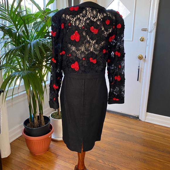 Vintage Black Red Raffia Bolero and Skirt Set - Picture 4 of 15